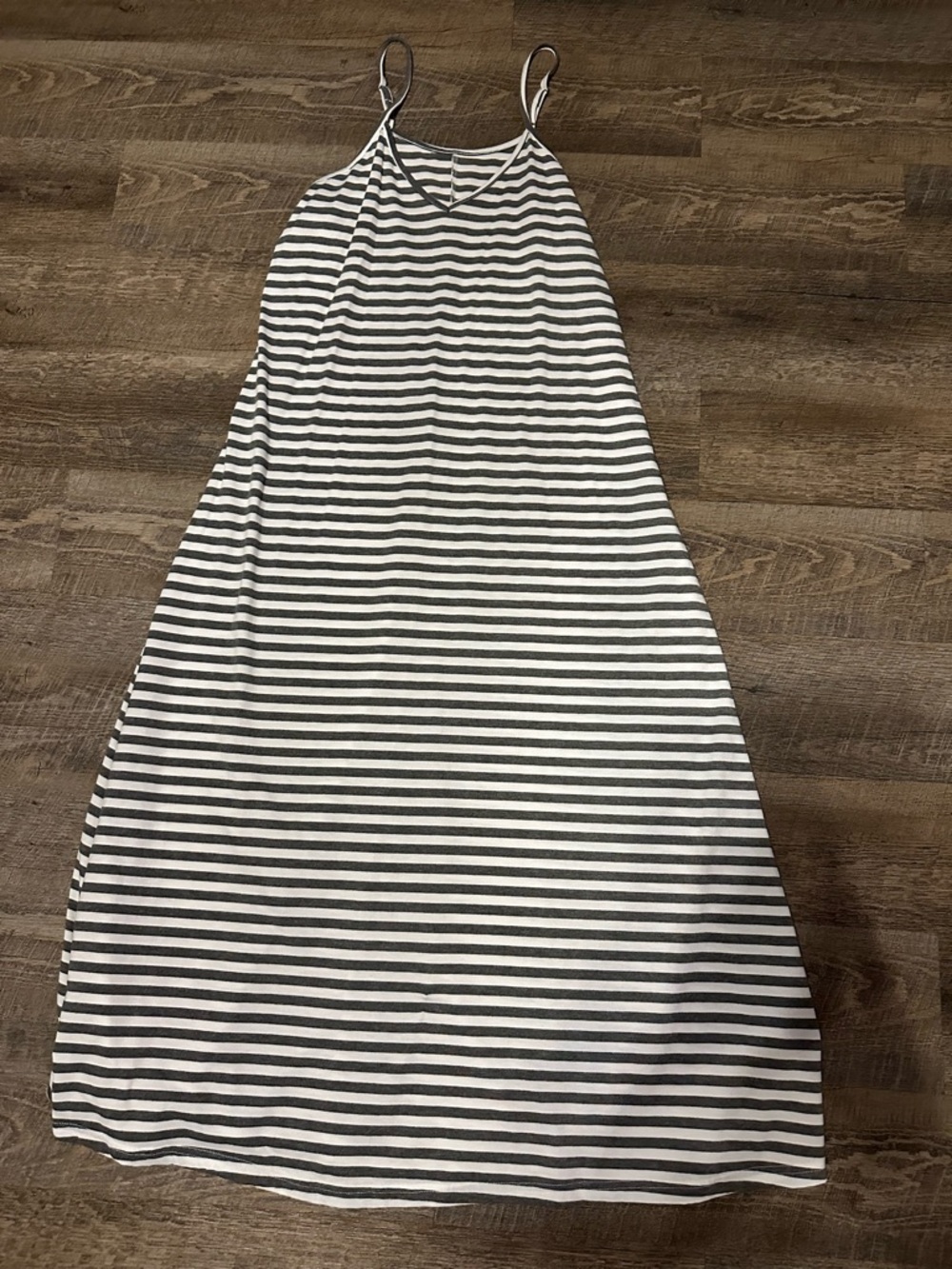 Striped Gray and White Dress - Classic Summer Style